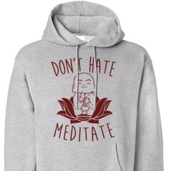 UNISEX-FRENCH TERRY HOODIE "DON'T HATE MEDITATE - Picture 2 of 7